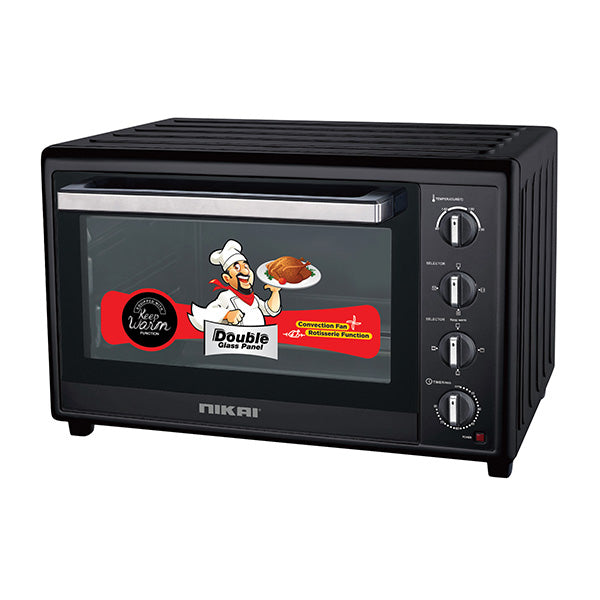 Nikai 100L Double Glass Electric Oven, Black – NT1008RCAX